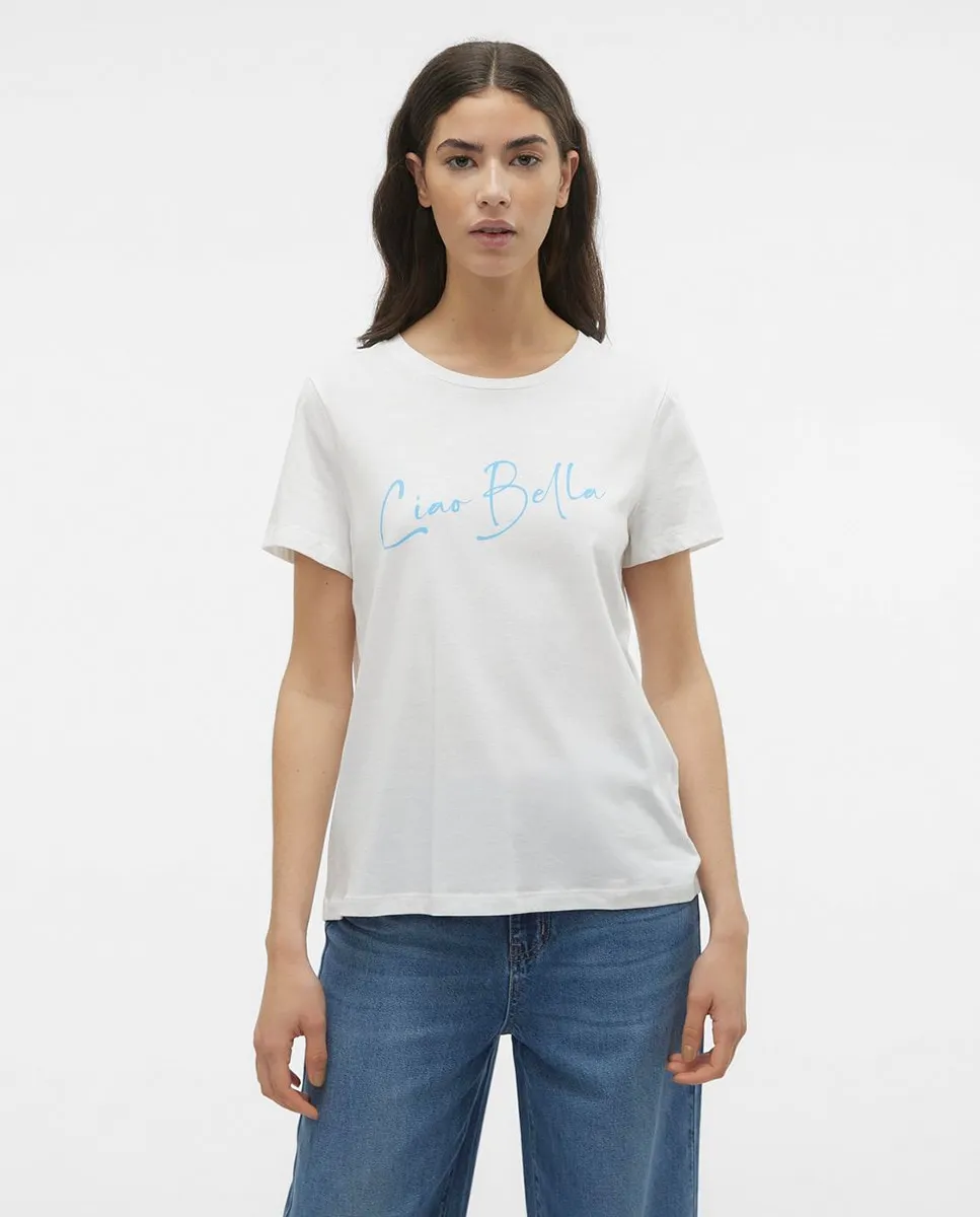 

Женская футболка с короткими рукавами и надписью Vero Moda, белый