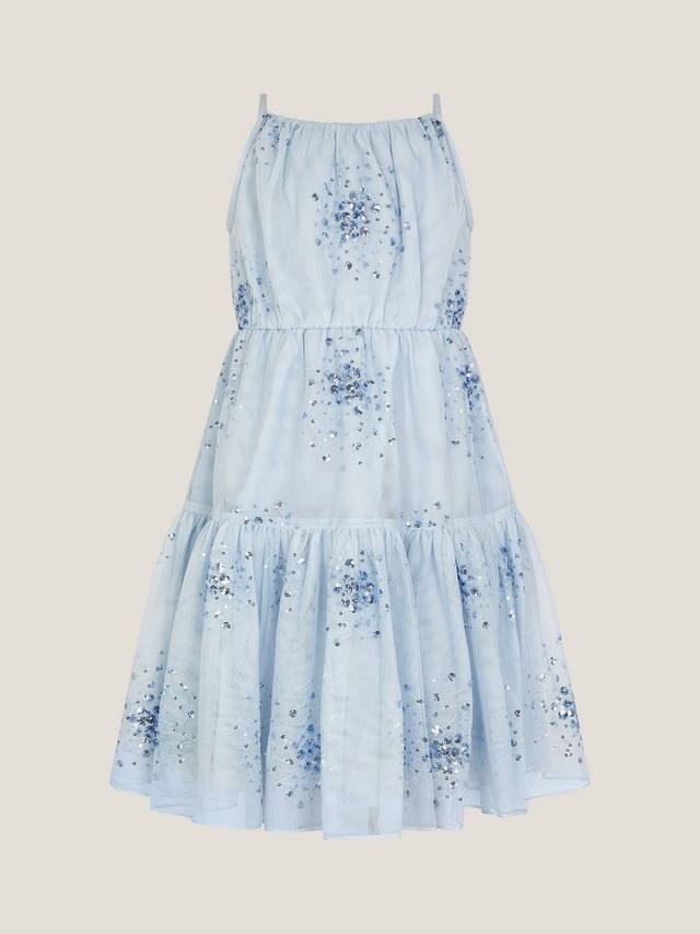 Детское платье для праздника Tilly с пайетками и ярусами Monsoon, Pale Blue — фото 2