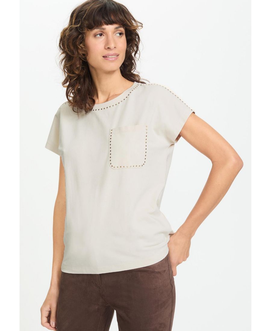 

Женская футболка с декоративными заклепками Olsen, Canvas beige