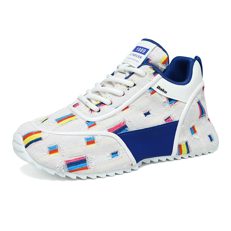 

BAKE Амортизирующие износостойкие низкие кеды мужские бело-синие, цвет White Blue