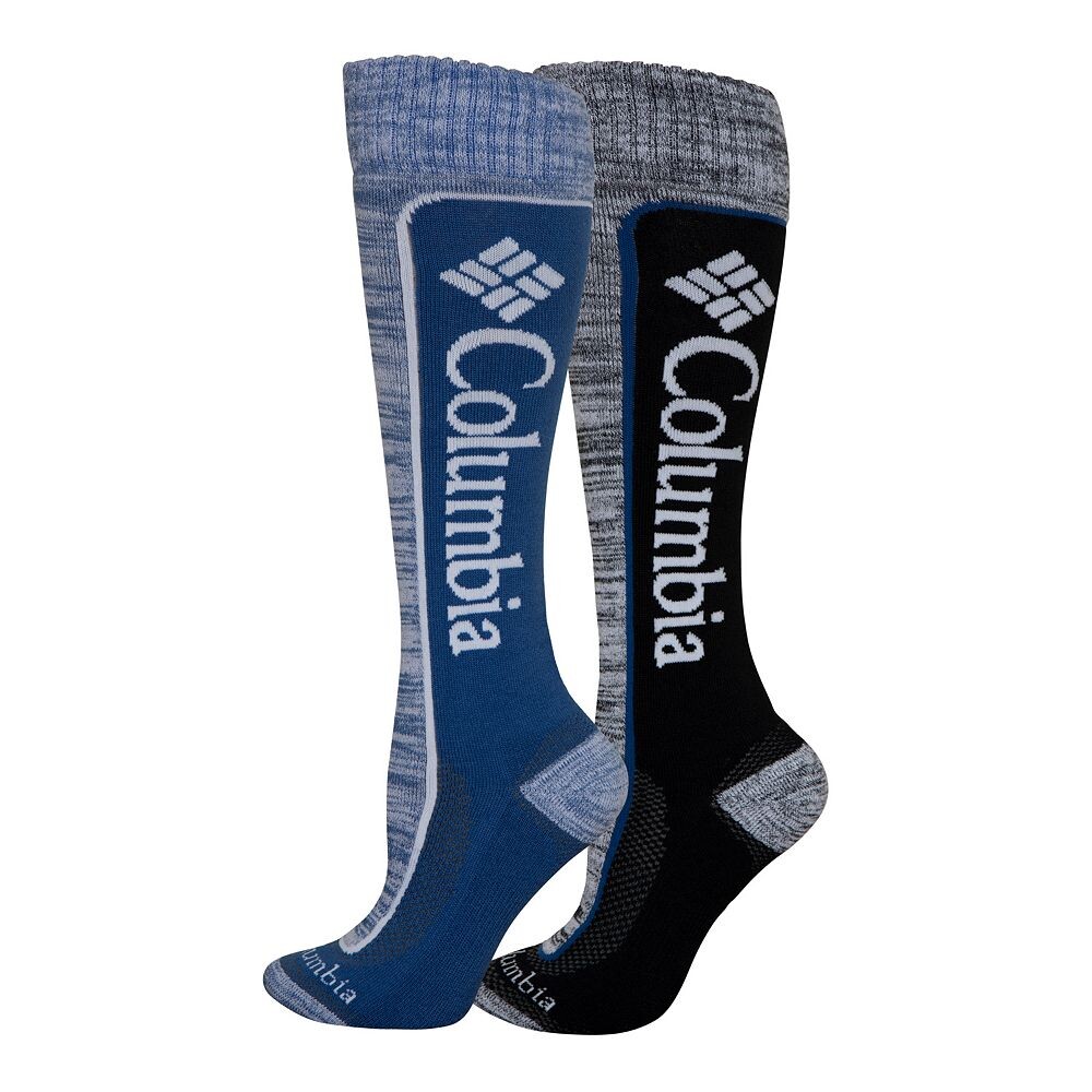 

Женские лыжные носки до колена Columbia Thermolite, 2 пары цветных блоков, цвет Mtn Blue Black