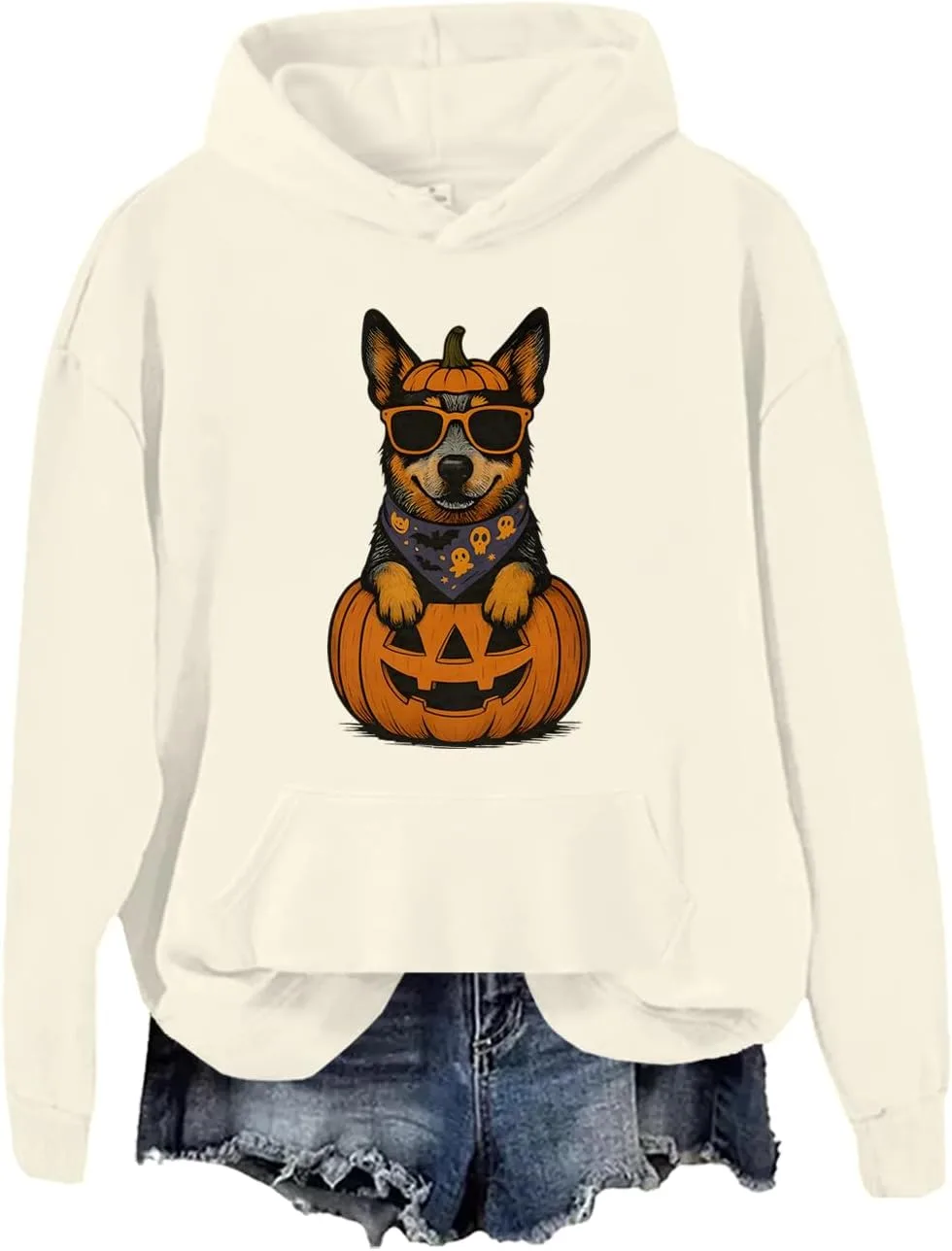 

Свитшот Halloween Blue Heeler с капюшоном и принтом