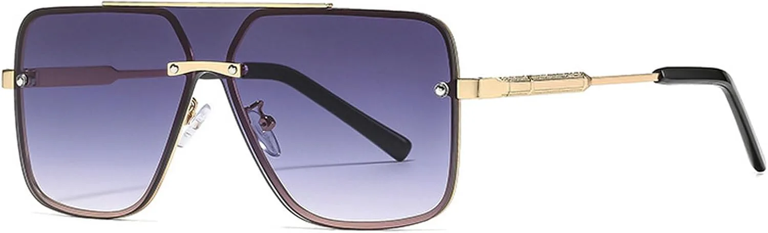 

Модные большие квадратные солнцезащитные очки для женщин, крупная оправа 2025, роскошные металлические оправы, очки-пилот для мужчин, ретро-очки mincl, Gray