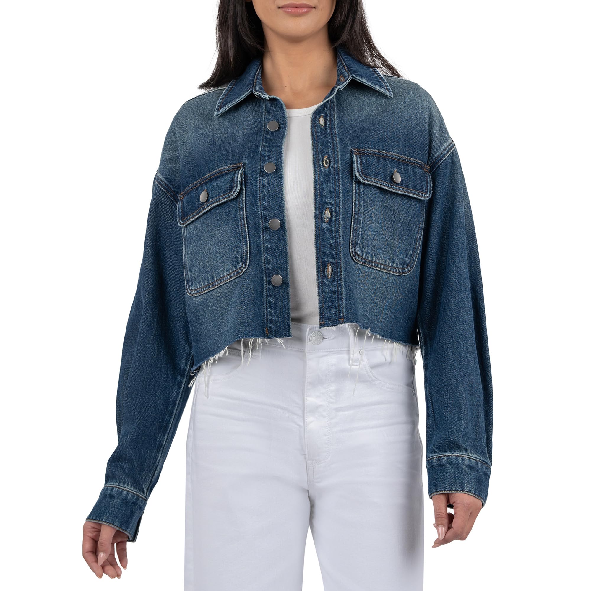 

Куртка KUT from the Kloth LANA JACKET-DROP SHOULDER /PATCH FLAPS FRONT POCKETS, цвет Assertiveness With Dark Base Wash, Серый, Куртка KUT from the Kloth LANA JACKET-DROP SHOULDER /PATCH FLAPS FRONT POCKETS, цвет Assertiveness With Dark Base Wash