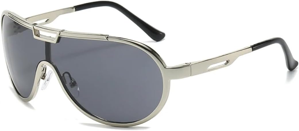 

Крупные металлические солнцезащитные очки с двойной перемычкой для мужчин и женщин, цельные, с градиентным покрытием, защита от УФ-излучения UV400 UATXTAU, Silver Gray