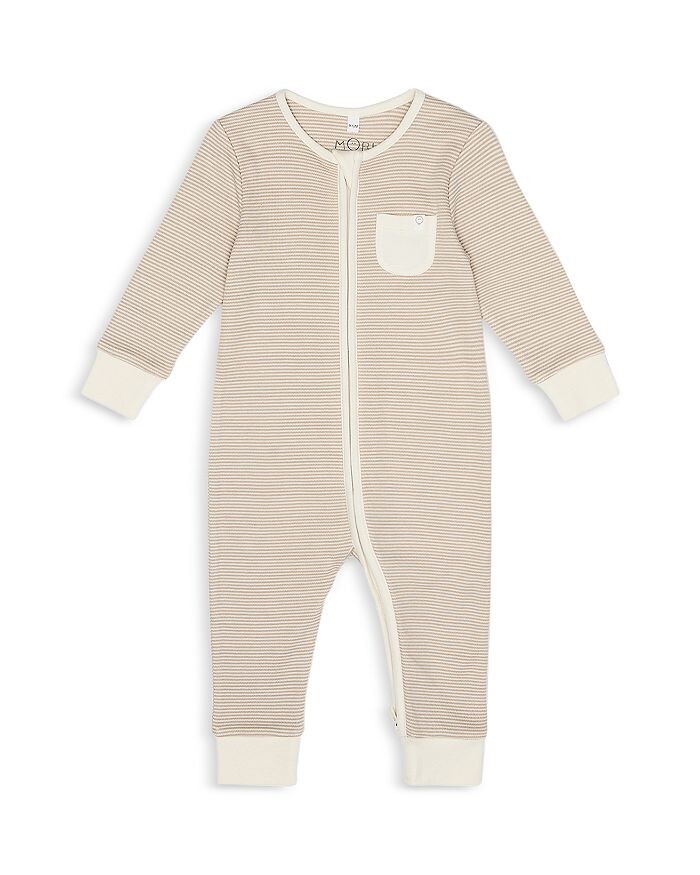 

Полосатый комбинезон с молнией унисекс MORI — для малышей, коричневый/бежевый