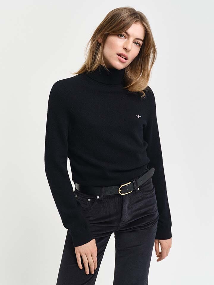 

Пуловер Gant Wollrollkragenpullover, черный
