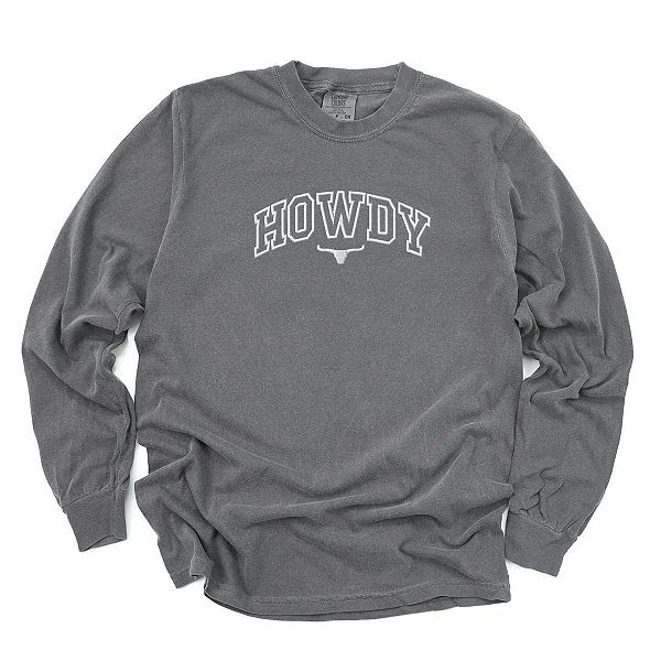 

Вышитая футболка с длинным рукавом Howdy Bull Varsity Simply Sage Market, Pepper