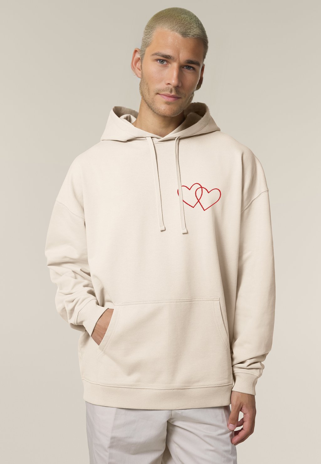 

Толстовка DOUBLE HEART EMBROIDERY UNISEX - Hoodie Mira Paris, кремовый