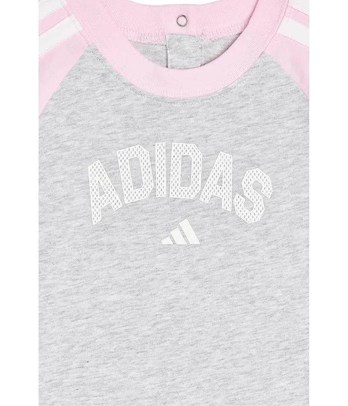 Ромпер с полосками модель Graphic Raglan 3-Stripe Heather Adidas Kids, Light Grey Heather — фото 3