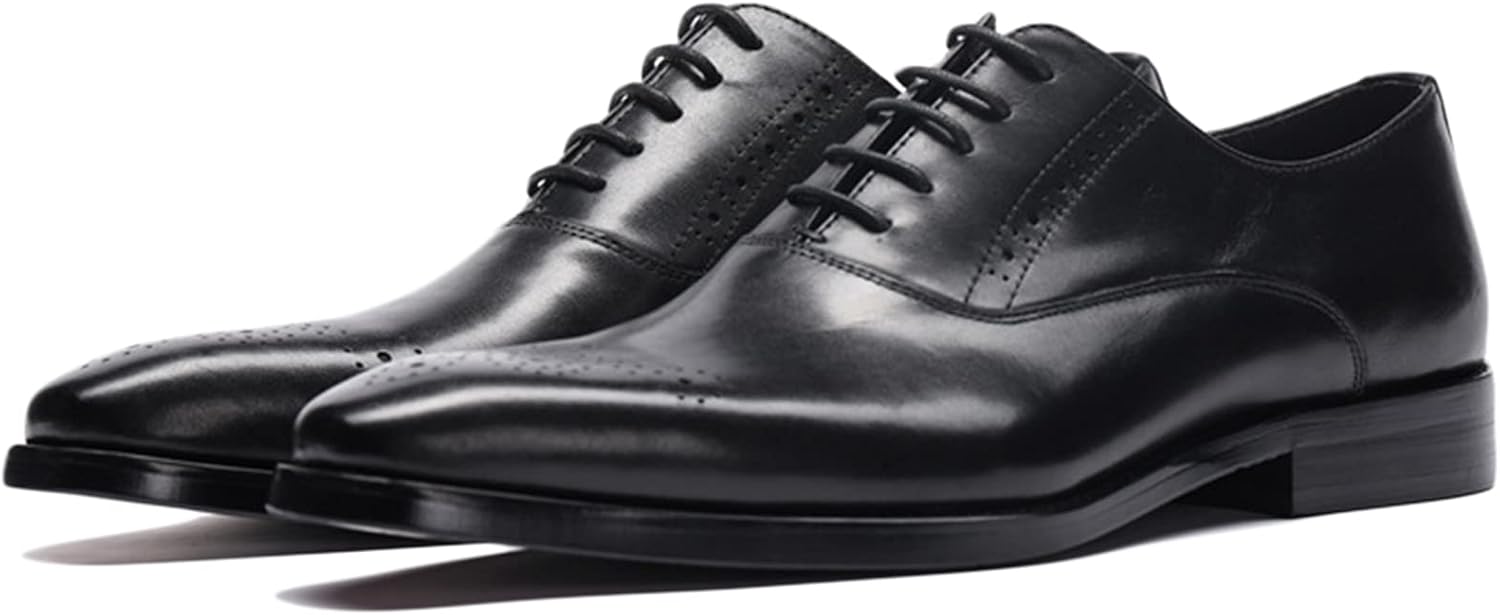 

Мужские свадебные туфли WKNBEU из коровьей кожи с шнуровкой, кожаные оксфорды, деловые туфли с крыльями для выпускного или вечеринки, черные, размер US6-6.5/UK5-5.5/EU38