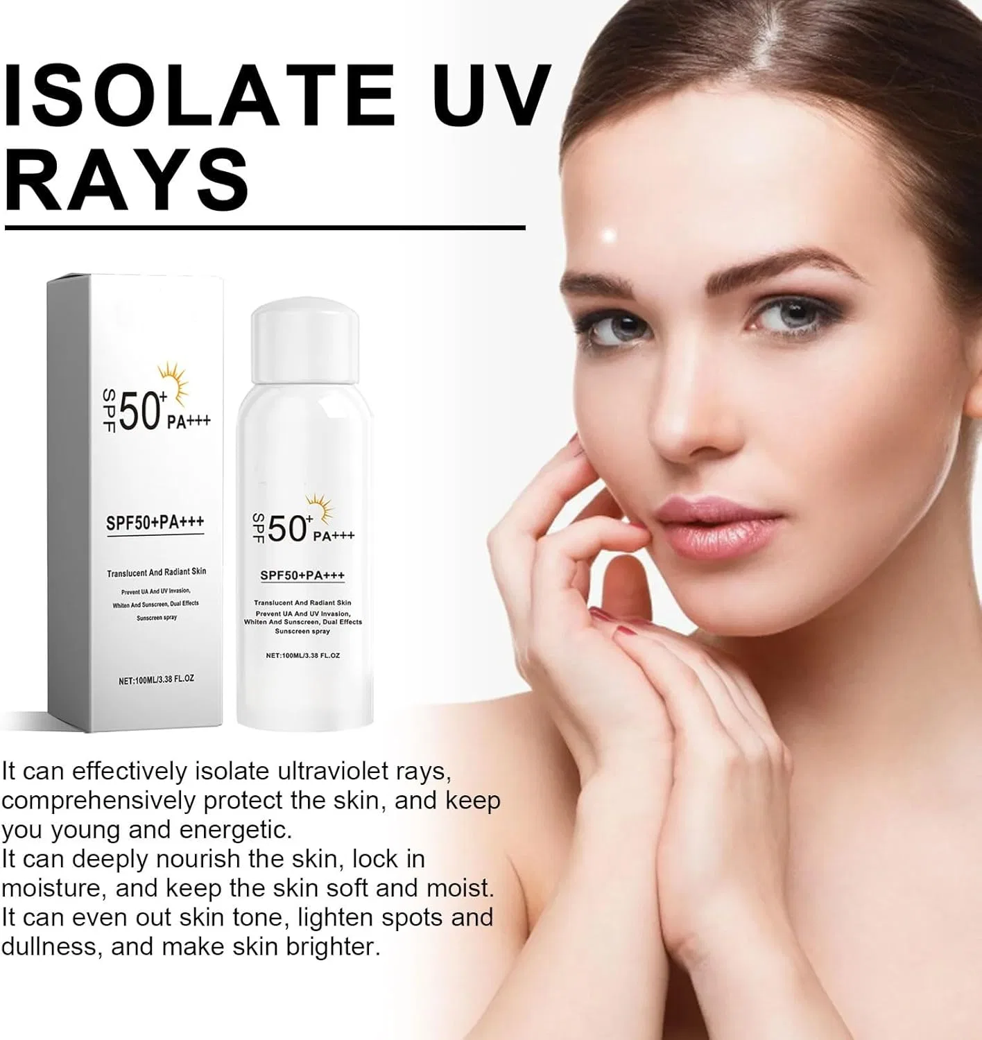 Солнцезащитный спрей Rice Sunscreen Spray, увлажняющий, 100 мл, белый Generic — фото 3