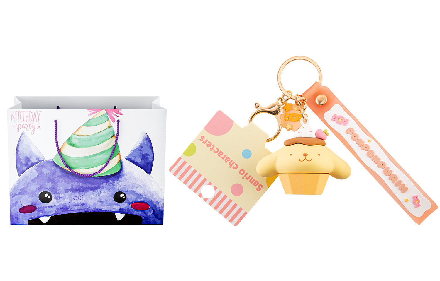 

Sanrio Брелок Hello Kitty Kuroimi из мягкого ПВХ, Pompompurin+Exquisite Shopping Bag A