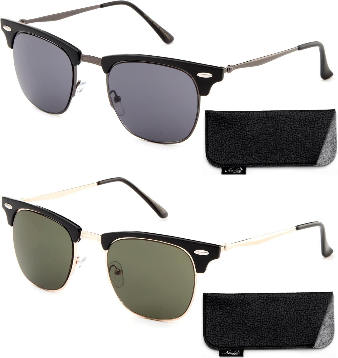 

Newbee Fashion - "Luciano" Полуободковые солнцезащитные очки в винтажном стиле с градиентными линзами UV400 Newbee Fashion Sunglasses, 2 Pack-black/Gunmetal & Black/Green-w/Pouch