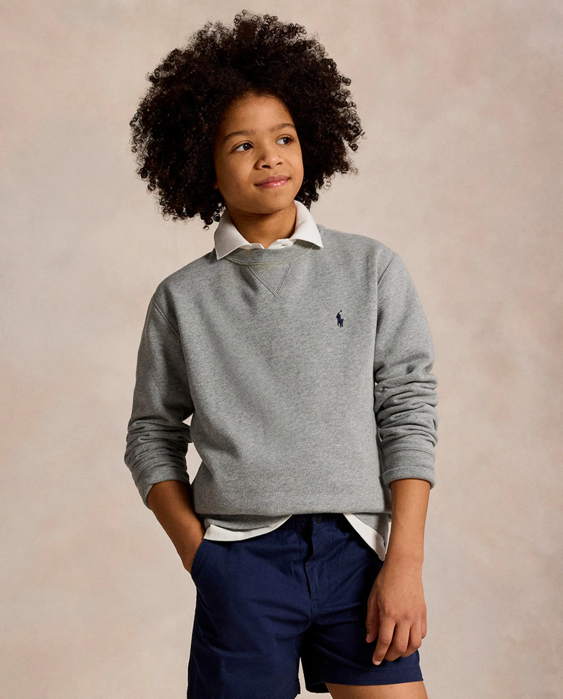 

Унисекс-толстовка из флиса с круглым вырезом Polo Ralph Lauren, светло-серый