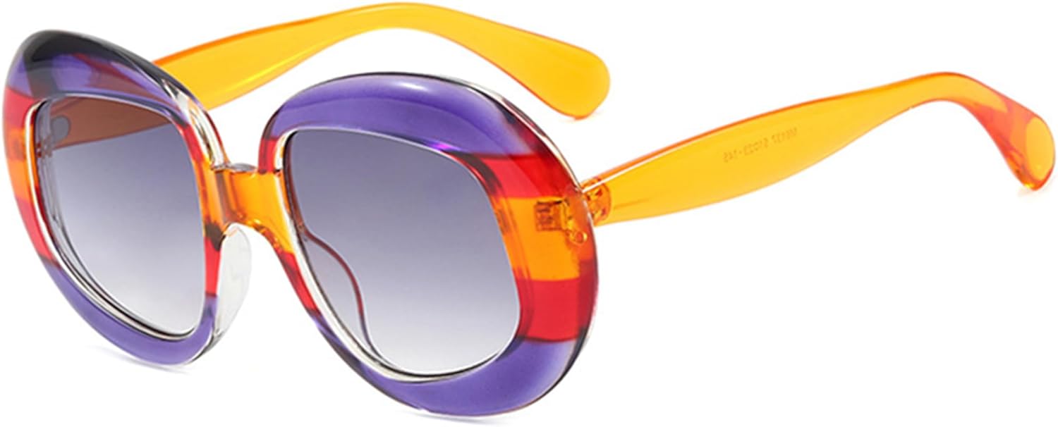 

bullabulling Модные толстые круглые солнцезащитные очки для женщин и мужчин в стиле ретро, ​​массивные овальные, для фестивалей и вечеринок, конфетных цветов, панк, Blue