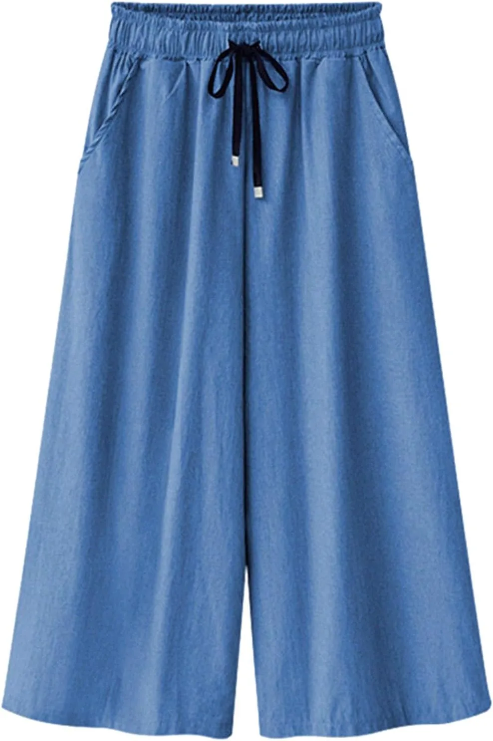 

FZYLQY женские брюки-капри с эластичным поясом и широкими штанинами