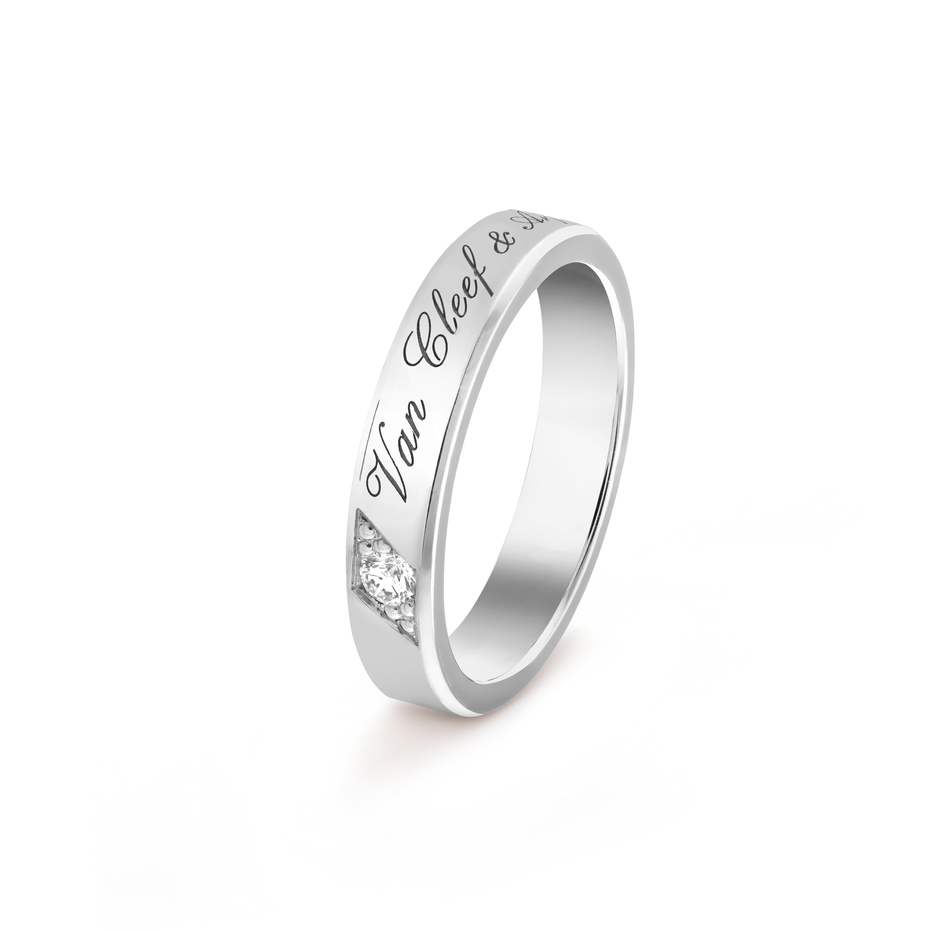 

Обручальное кольцо Van Cleef & Arpels Toujours Signature Etoiles, 4 мм, платина, бриллиант