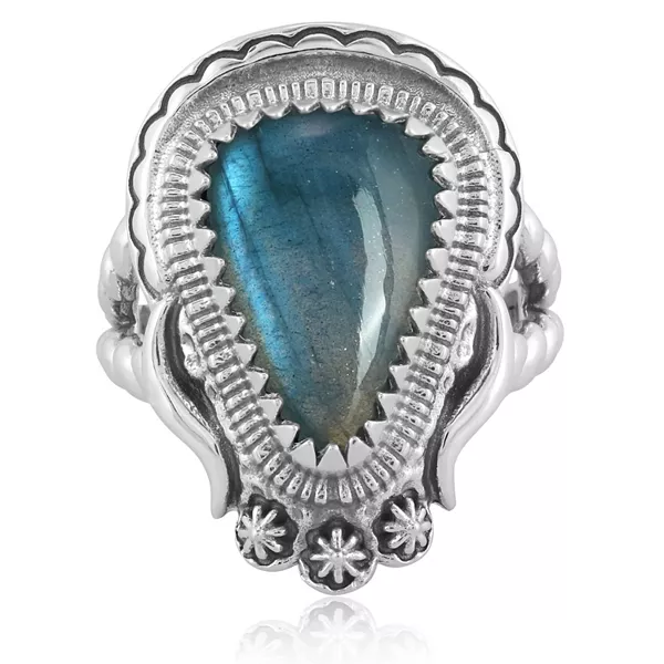 

Серебряное кольцо с лабрадоритом, раздвоенная шинка, размер 6 American West Jewelry, labradorite