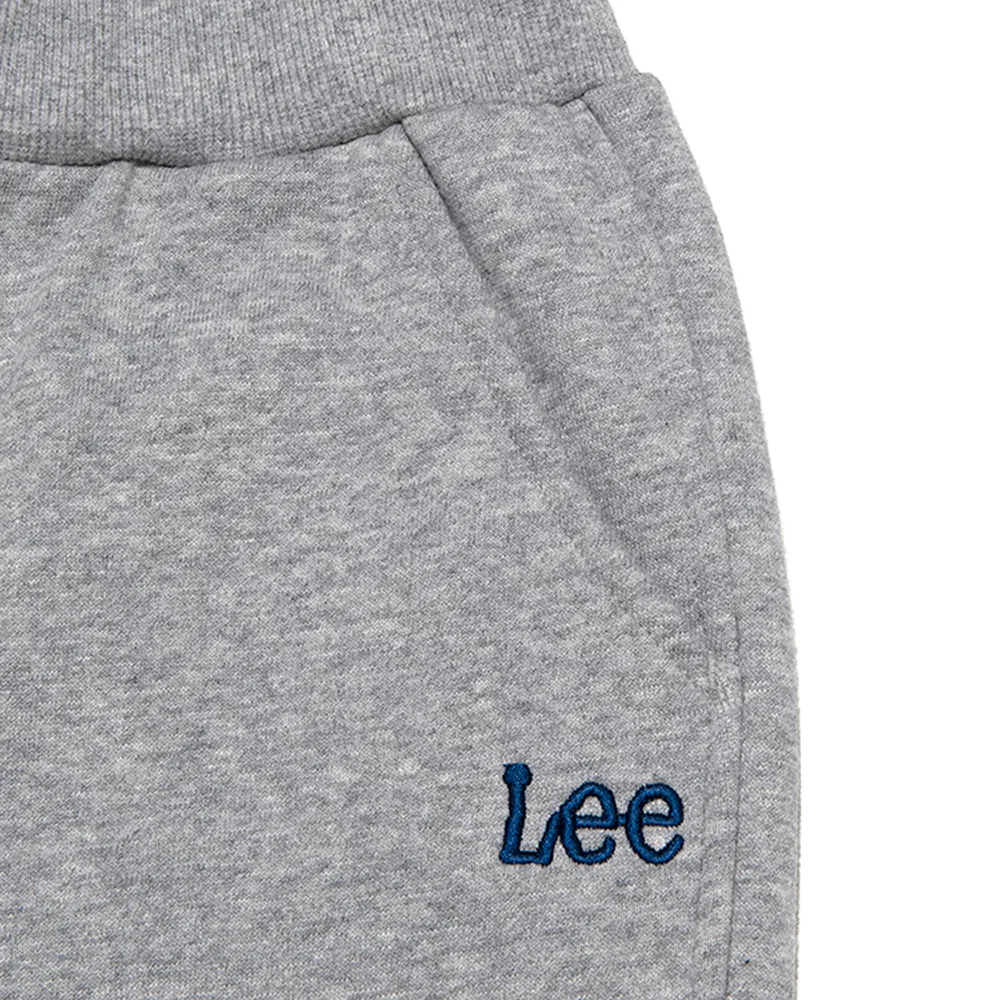 Детские джоггеры Lee Kids с вышивкой и начёсом меланжевые серые — фото 4