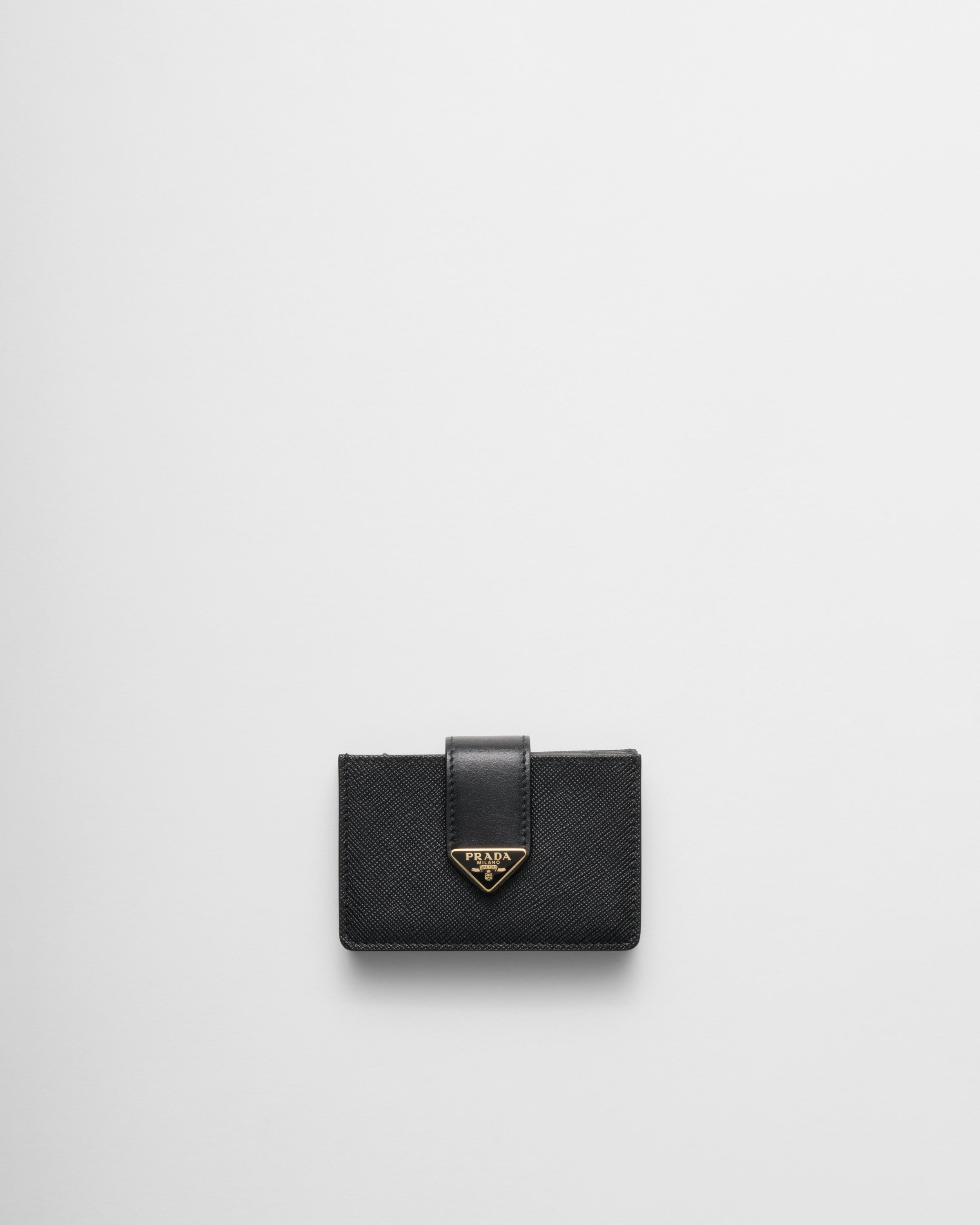 

Держатель для карт из сафьяновой и гладкой кожи Prada, черный