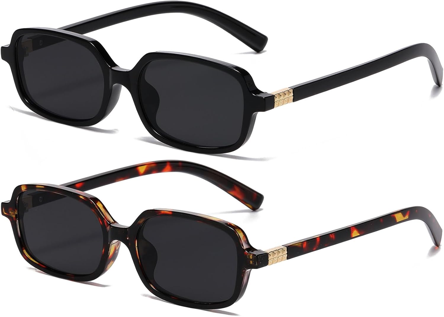 

Солнцезащитные очки AIEYEZO в стиле ретро, ​​прямоугольные, для женщин, модные квадратные солнцезащитные очки, стильные винтажные очки в маленькой оправе, 2 Pack (Black/Grey + Tortoise/Grey)