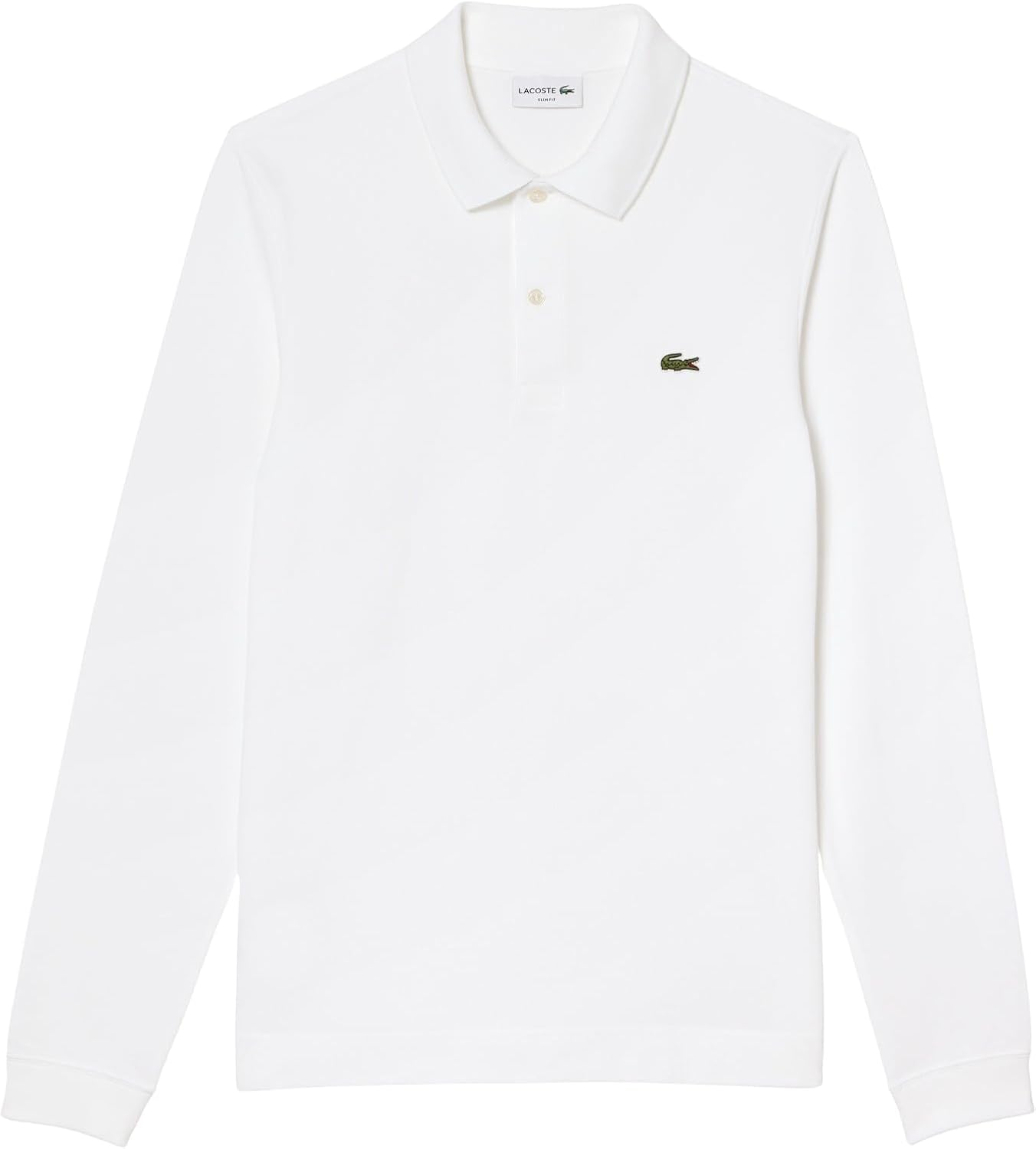 Lacoste мужская классическая приталенная поло с длинным рукавом, White — фото 4