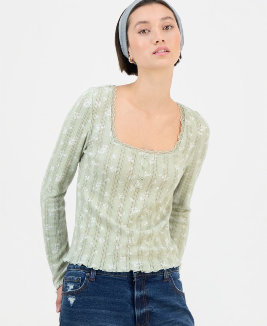 

Детский вязаный топ с мелким ажурным принтом Madden Girl, Desert Sage