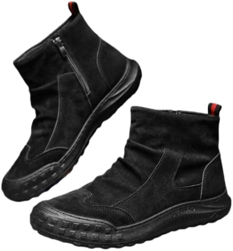 

Мужские походные ботинки с боковой молнией, водонепроницаемые, для кемпинга, походов и вождения, на каждый сезон, модные, ретро, высокие кроссовки для активного отдыха Generic, черный