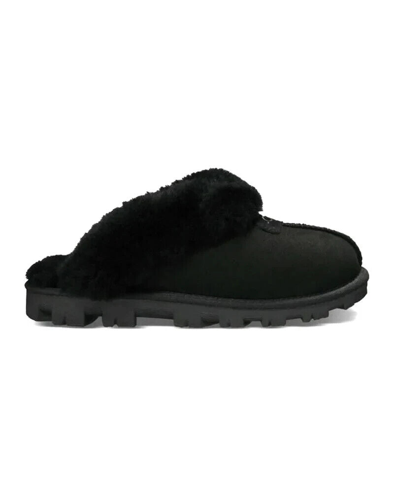 UGG Coquette 5125-FUR Тапочки Женские Черные Замша Отделка Мехом Слипоны Комфорт Клоги — фото 2