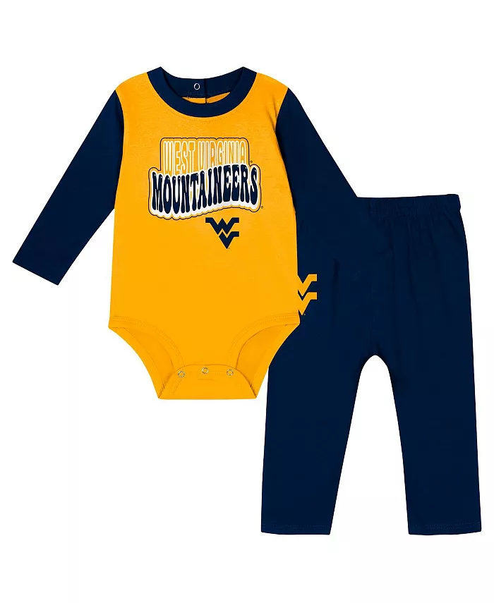 

Детский комплект для мальчиков и девочек: боди с длинными рукавами и штанишки West Virginia Mountaineers в синем цвете Outerstuff
