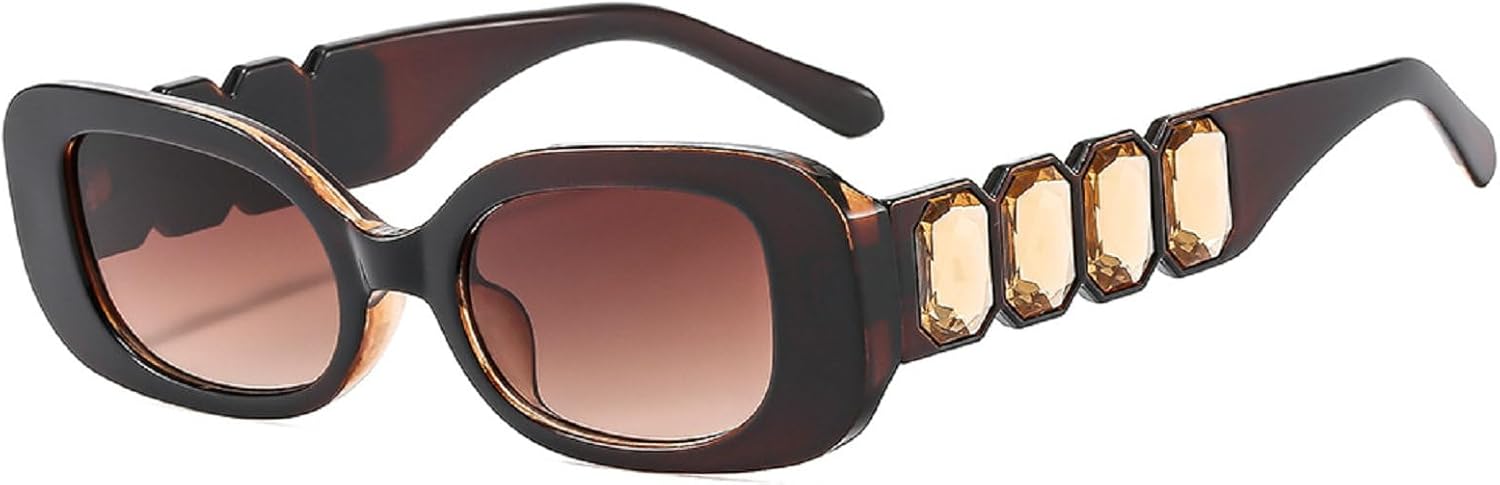 

Прямоугольные солнцезащитные очки со стразами для женщин и мужчин, блестящие, украшенные драгоценными камнями, в стиле ретро, ​​квадратные солнцезащитные очки 90-х, большие, с бриллиантами mincl, Brown