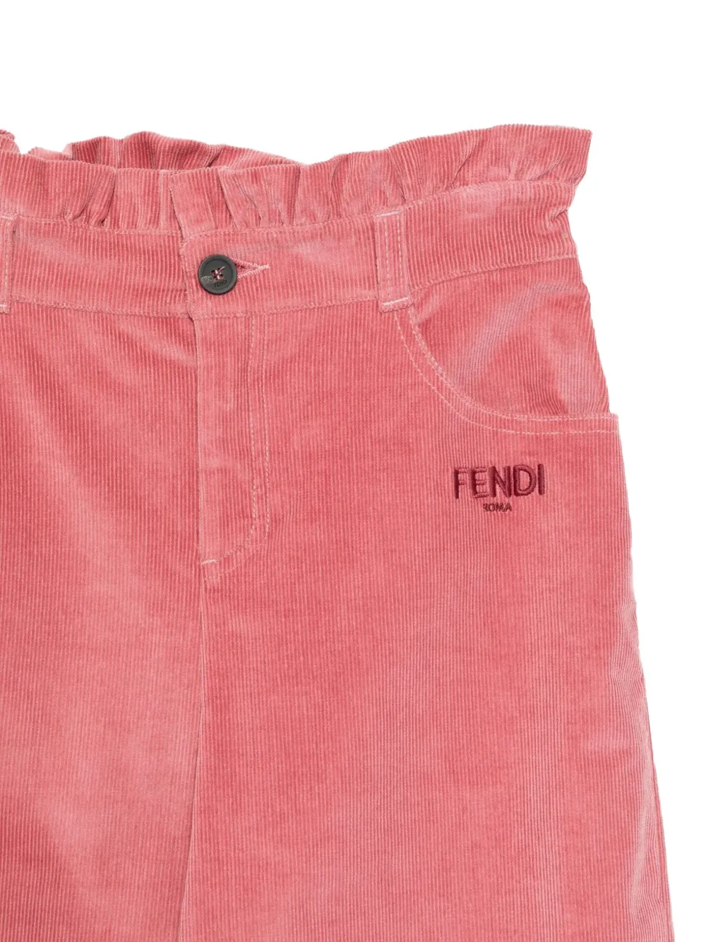 Вельветовые брюки с оборками Fendi Kids, розовый — фото 3