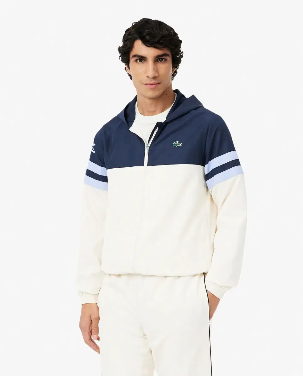 Мужская теннисная куртка с водоотталкивающим капюшоном Lacoste, белый