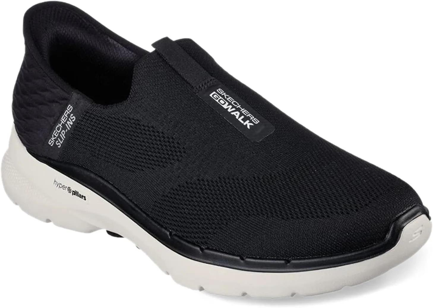 Слипоны Skechers Slip-ins: GO Walk 6 Easy On Slip-on Walking Trainers, белый/черный — фото 3