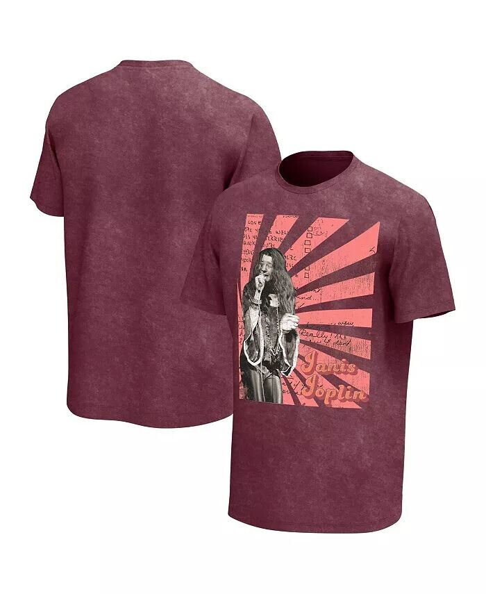 

Футболка мужская бордовая с потертостями и принтом Janis Joplin Scripts Washed Graphic Philcos