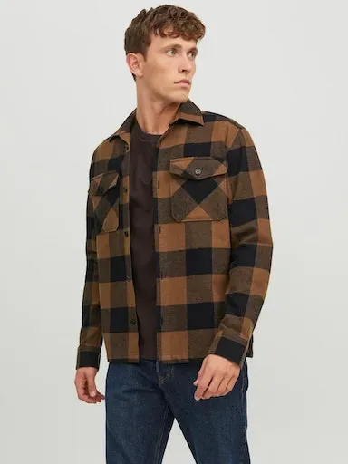 

Рубашка в клетку Jack & Jones "JPRROY CHECK OVERSHIRT L/S SN", коричневый