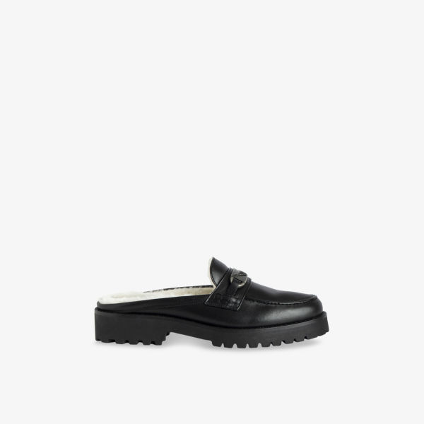 Лоферы кожаные Zadig&Voltaire Joe на овчинной подкладке, черный