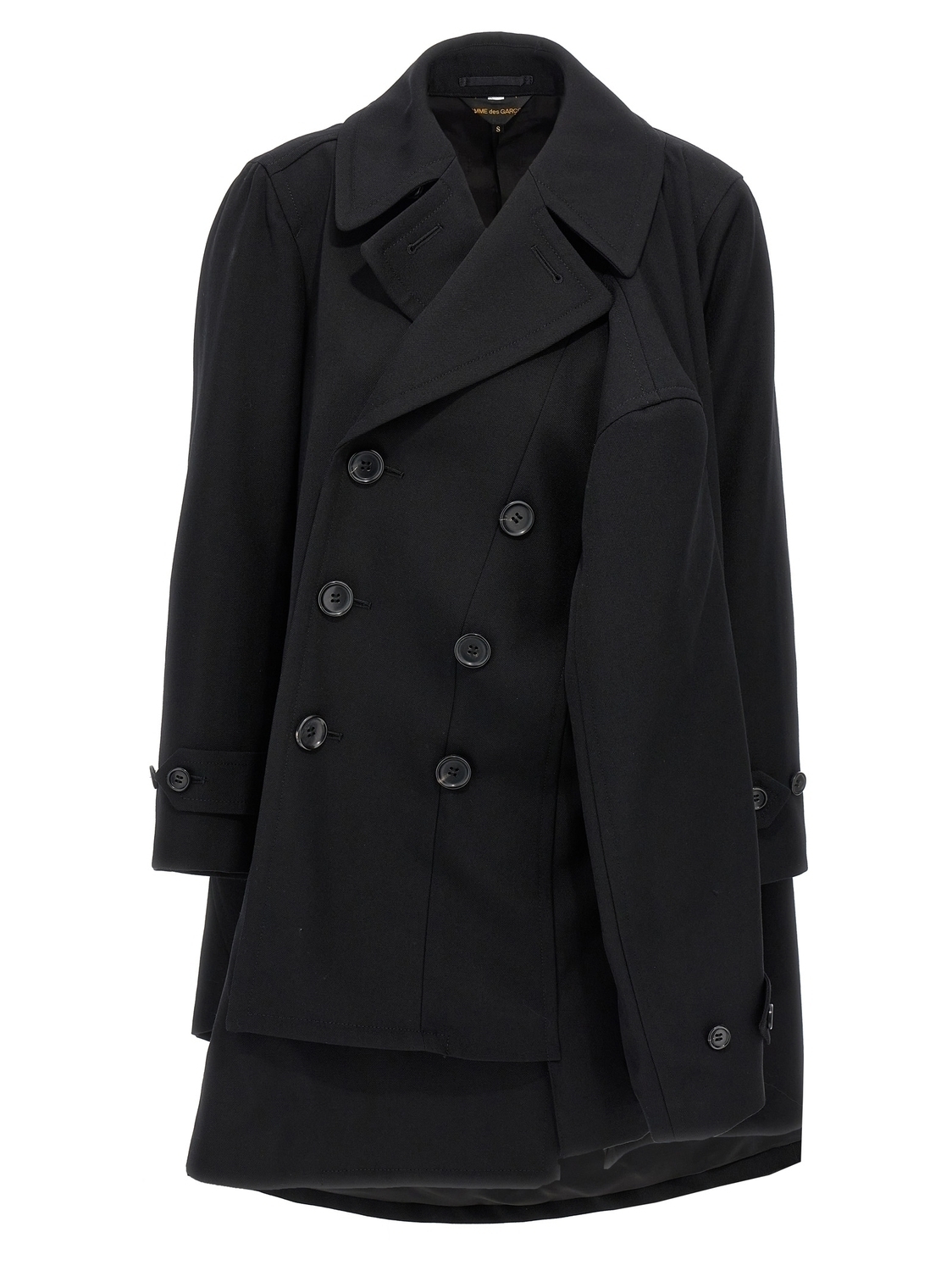 

Двубортное пальто с четырьмя рукавами COMME DES GARCONS, черный