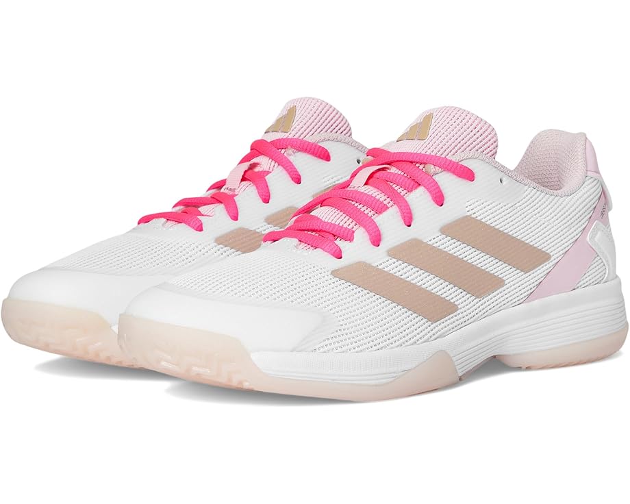 

Кроссовки adidas Kids Ubersonic Tennis Shoes, цвет Off-White/Silver Metallic/Powder Plum