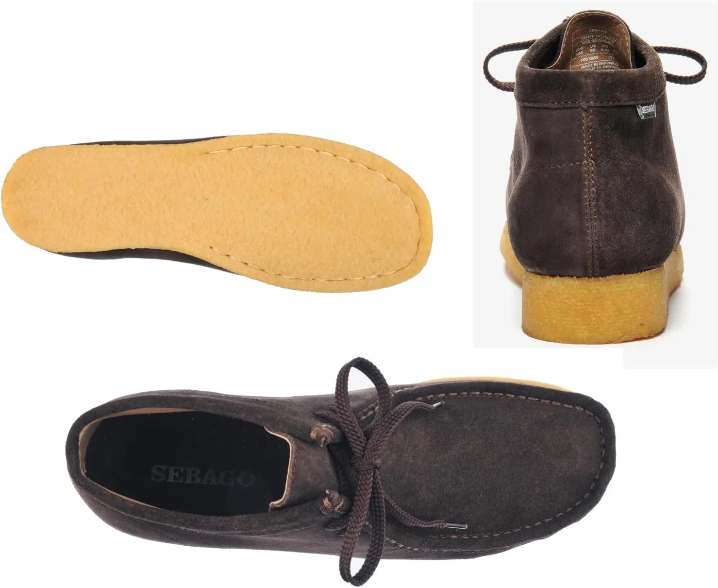 Кроссовки Sebago Campsides Koala Mid Suede Fashion Casual High Sneakers, Brown Gum — фото 3
