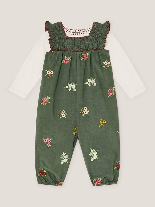 

Детский комплект с цветочным топом и комбинезоном Monsoon, Green