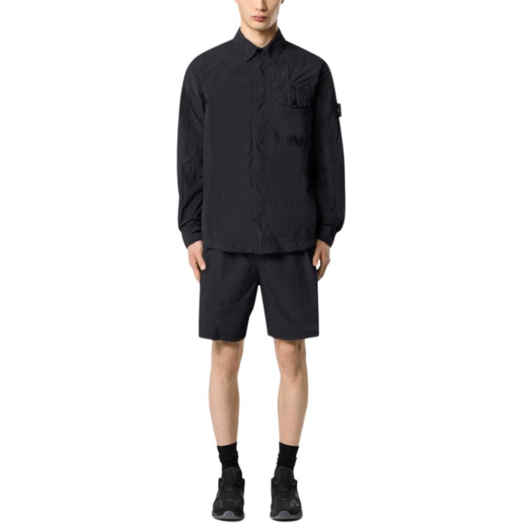 Длинный рубашка с закругленным подолом STONE ISLAND, черный — фото 3