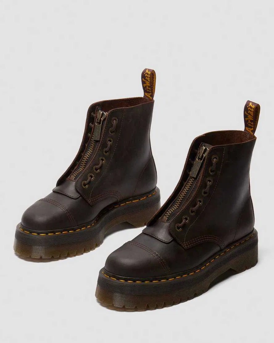 Кожаные ботинки на платформе Sinclair Crazy Horse Dr Martens, коричневый — фото 3
