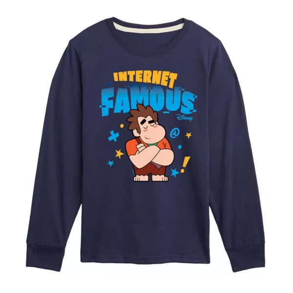 

Футболка с длинным рукавом Wreck it ralph boys 8-20, известная в интернете Disney, синий