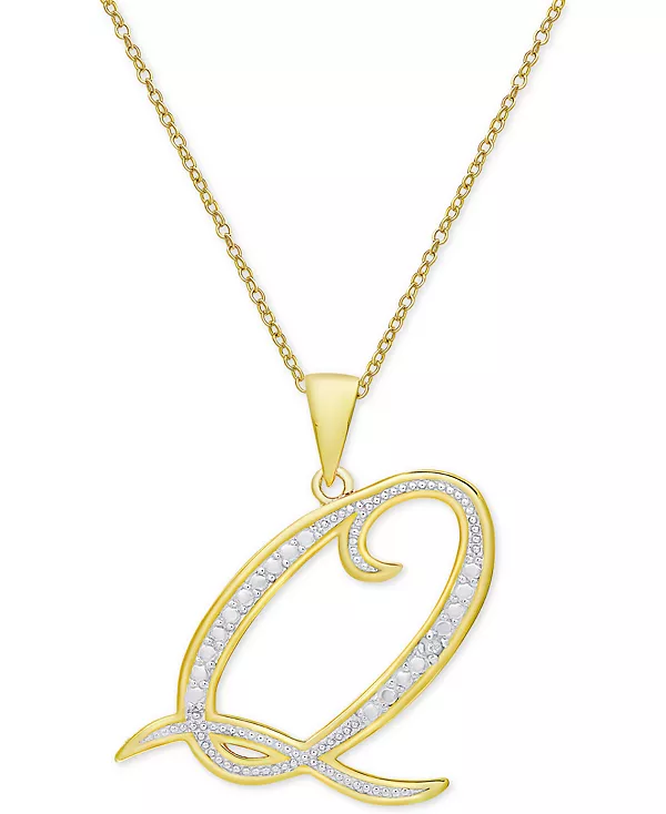 

Ожерелье с кулоном-инициалом в форме бриллианта, 18 дюймов, из серебра, золота и розового золота Macy'S, q/gold