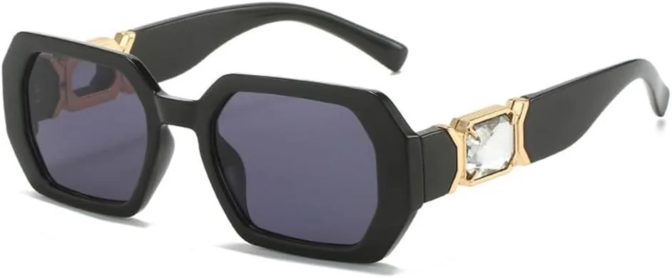 

Роскошные женские солнцезащитные очки большого размера с бриллиантами, прямоугольные, в винтажном стиле, с полосками, защита от УФ-излучения UV400 TYUVIVO, C1