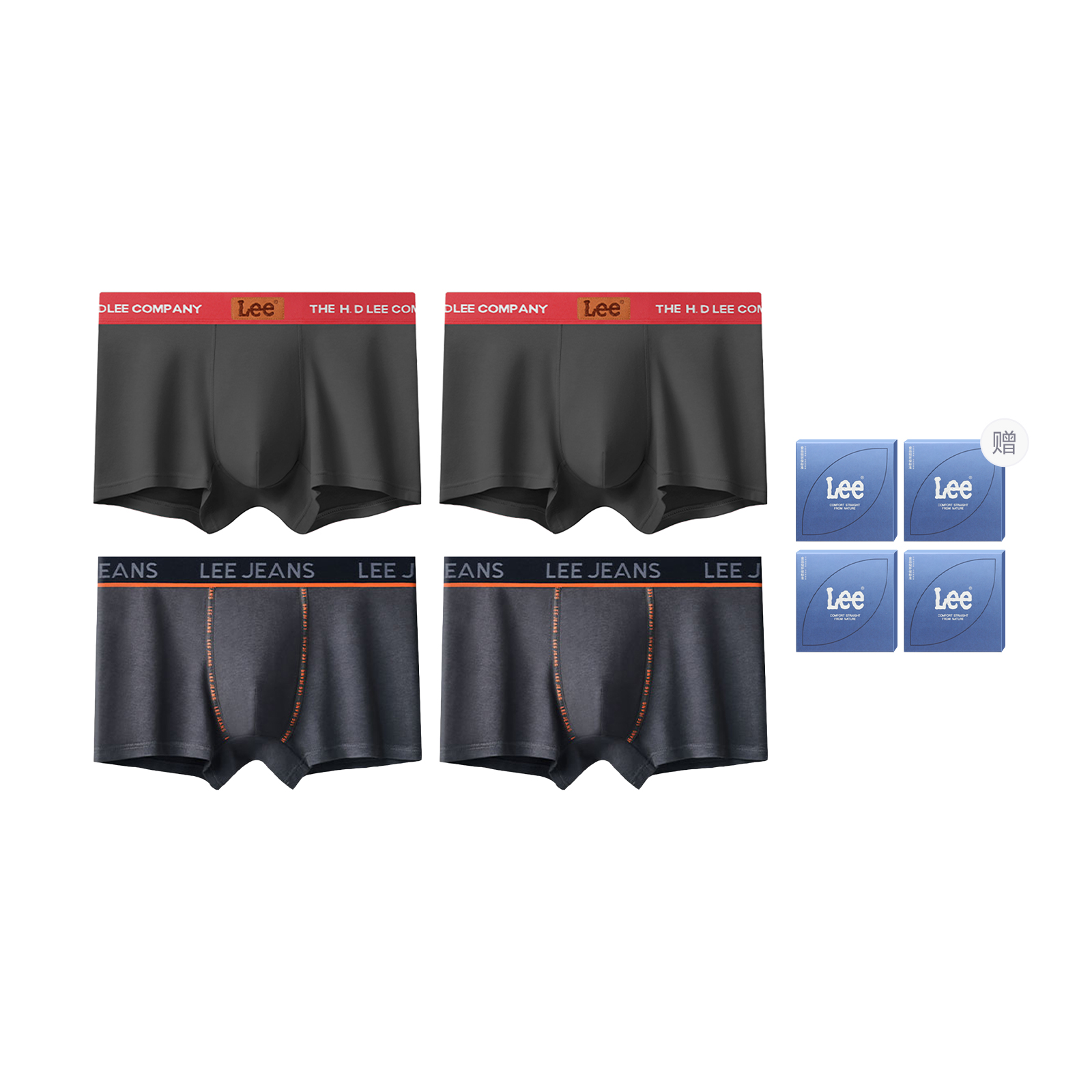 

Бокс с мужскими трусами Brilliant, 4 штуки Lee, темно-серый