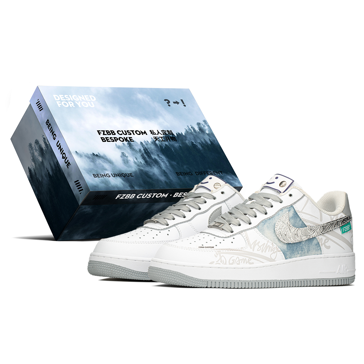 

Nike Кроссовки Air Force 1 с низким верхом, противоскользящие, износостойкие, мужские, серо-синие