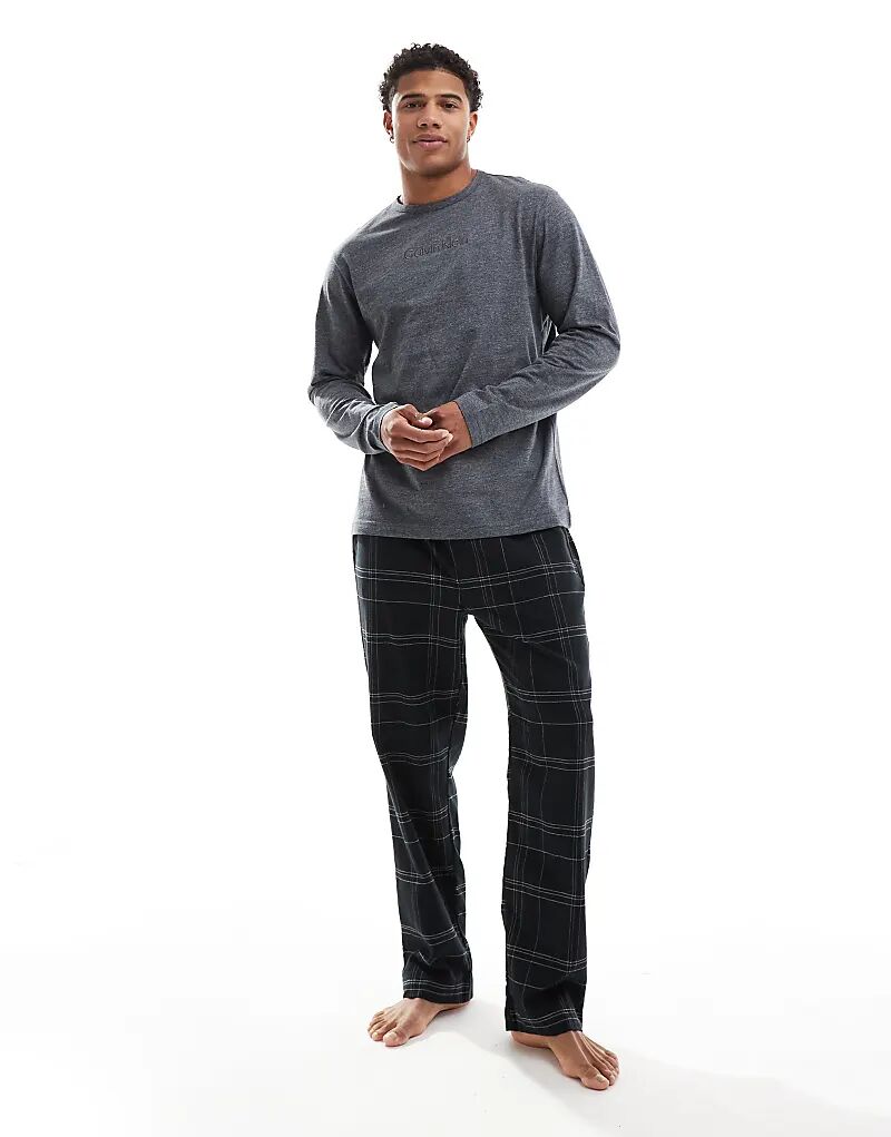

Пижама Calvin Klein Longline Flannel в цвете Anthracite